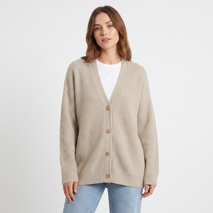 Freya | Ribbed Knit Button-Front Cardigan