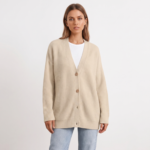 Freya | Ribbed Knit Button-Front Cardigan