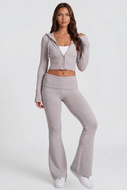 Georgia | Cropped Hoodie Flare Pants Set