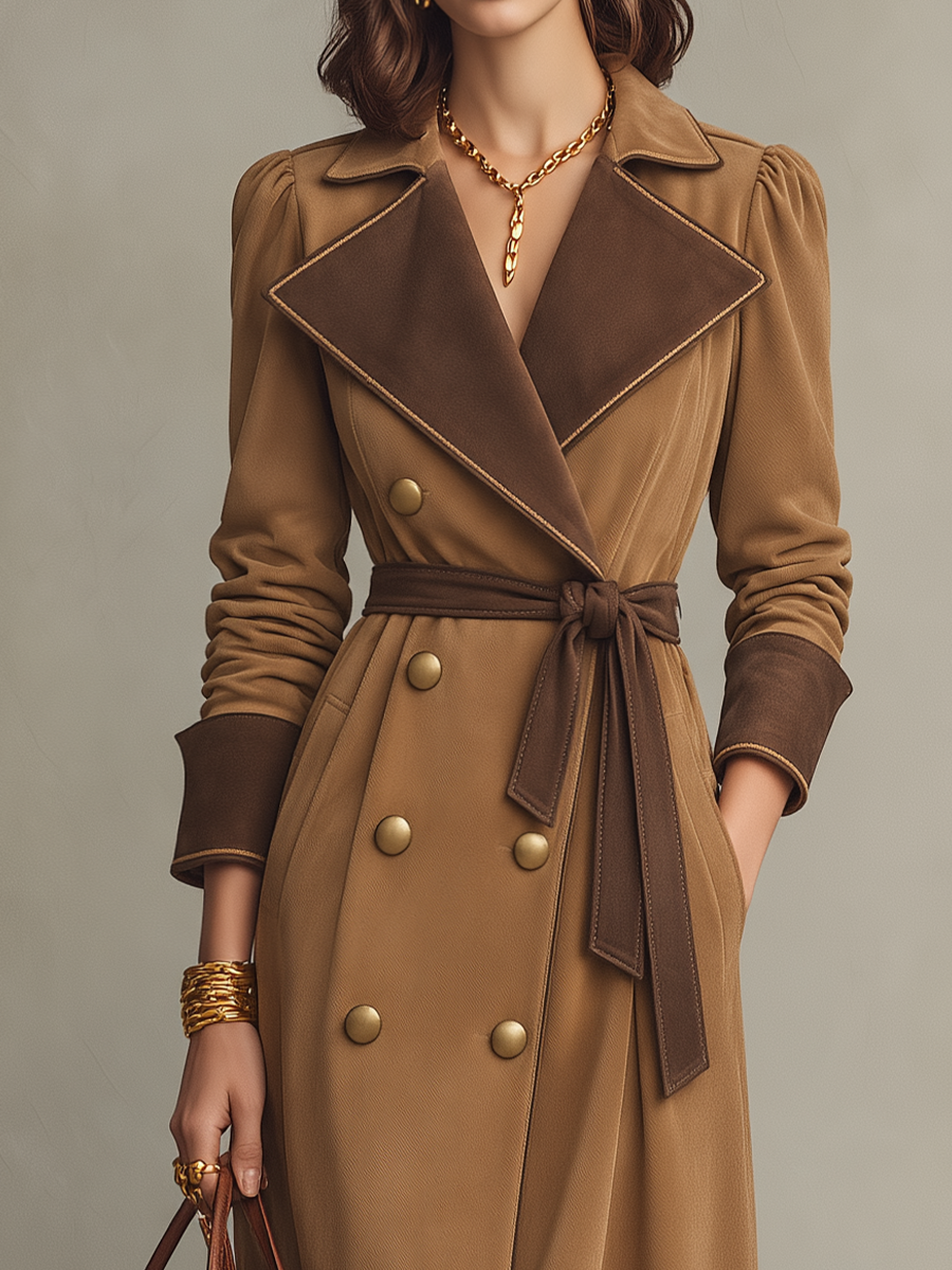 Geraldine | Gabardina con cinturón y solapas en contraste