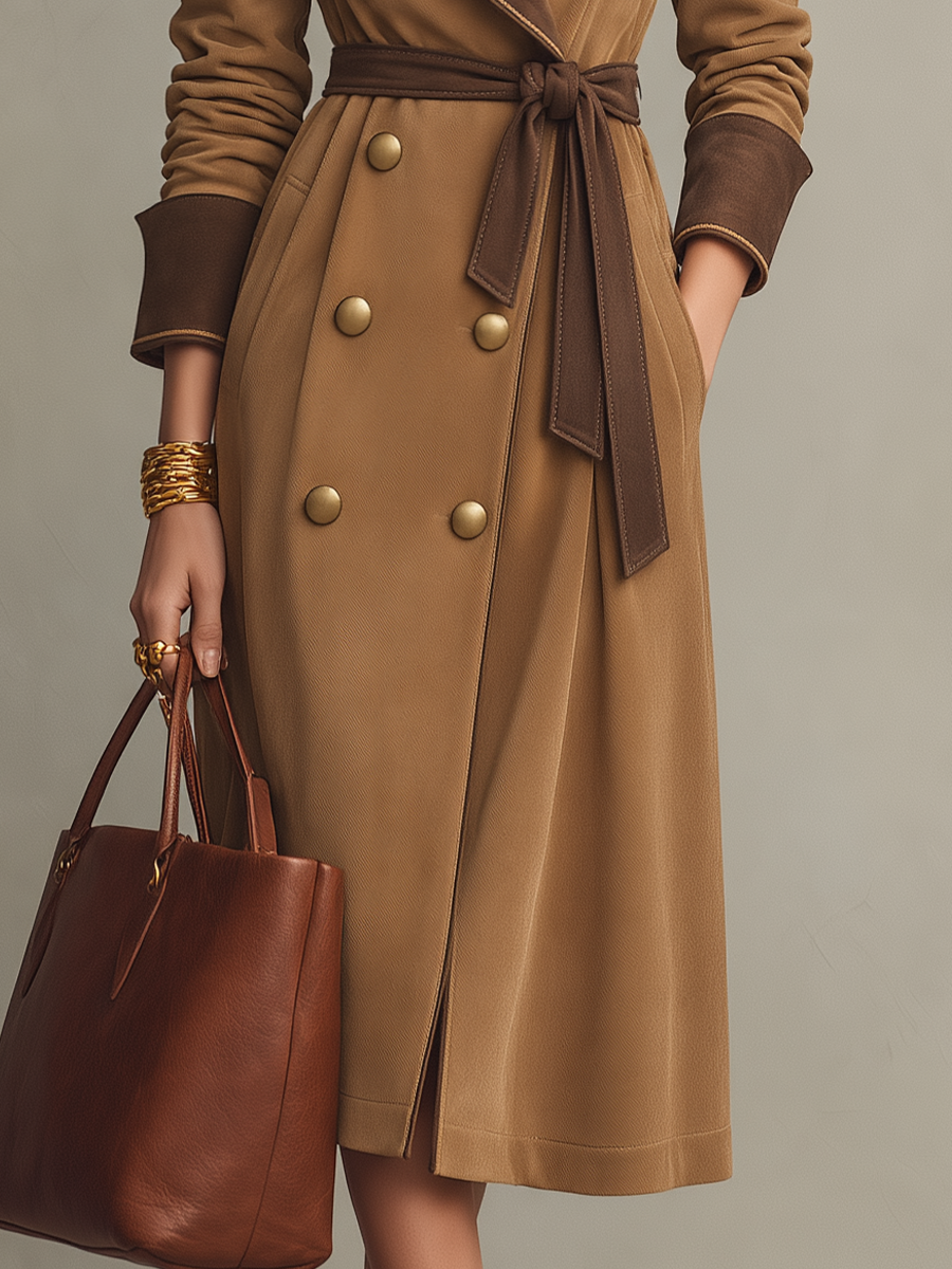Geraldine | Gabardina con cinturón y solapas en contraste