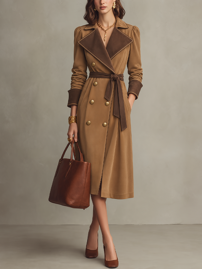 Geraldine | Gabardina con cinturón y solapas en contraste