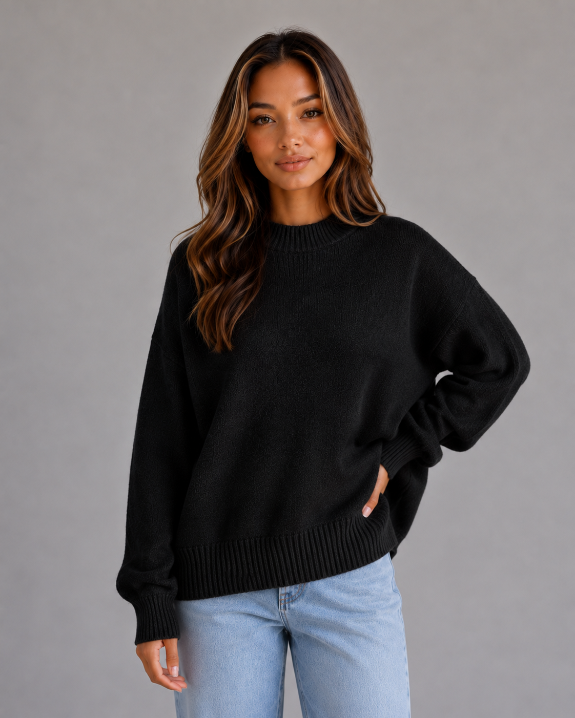 Gwen | Pull oversize long à col montant
