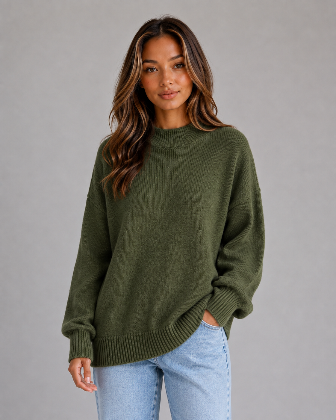 Gwen | Pull oversize long à col montant