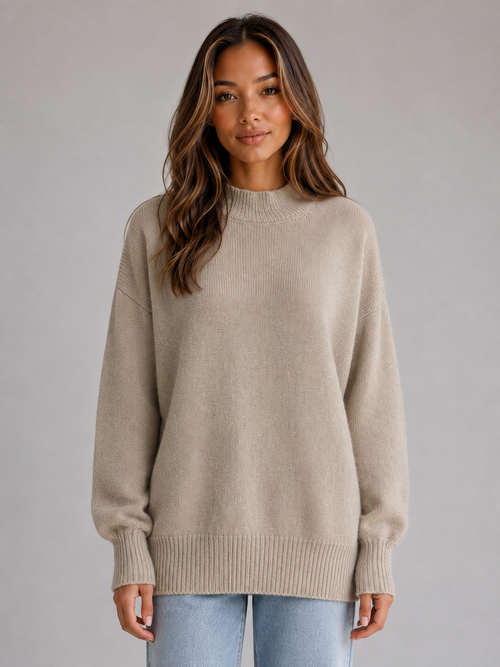 Gwen | Pull oversize long à col montant