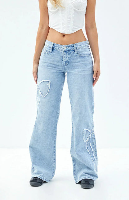 Hailey | Bow Tie Wide Leg Jeans