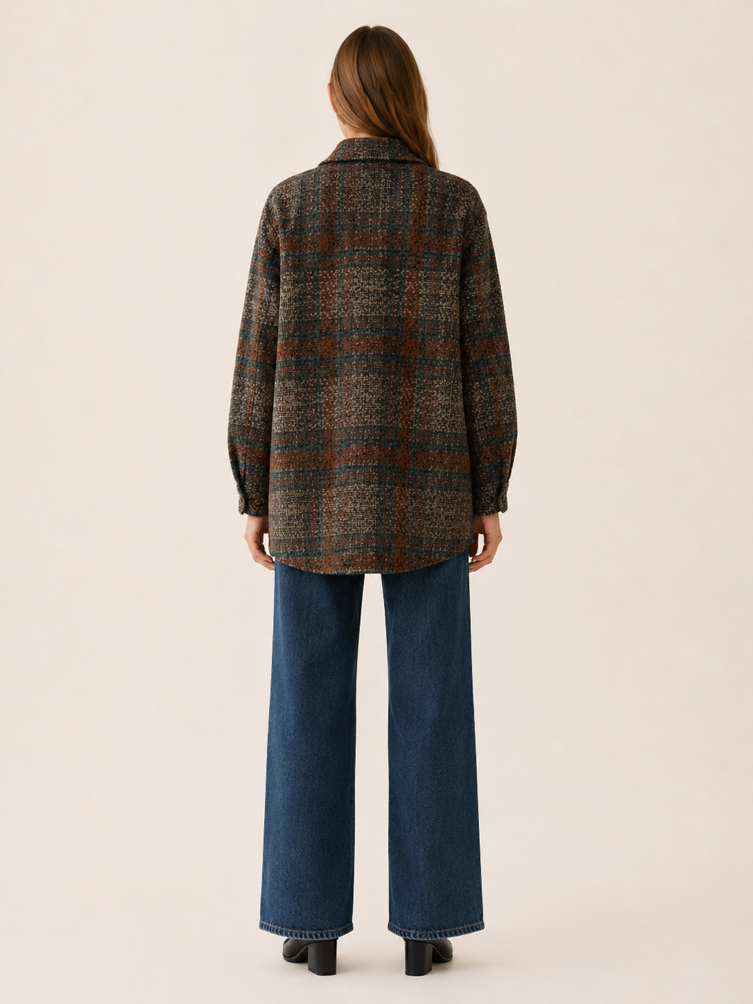 Harper | Oversized Plaid Button Up Patch Pocket Jacket