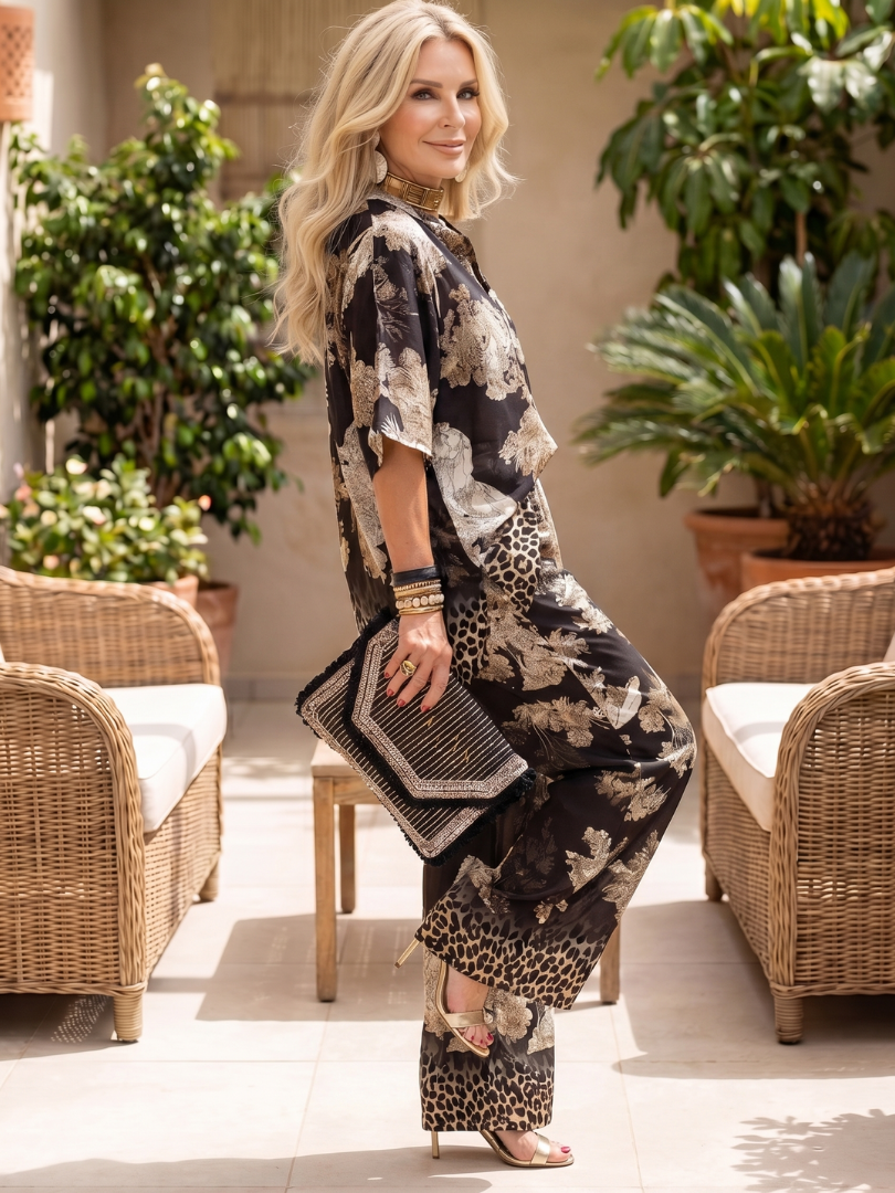 Harper | Printed Wide Leg Wrap Top Set