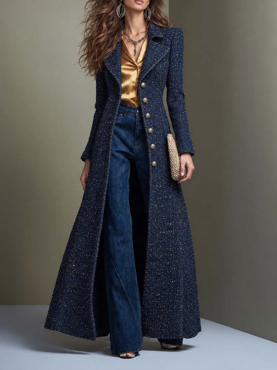Harriet | Long manteau oversize en tweed ajusté