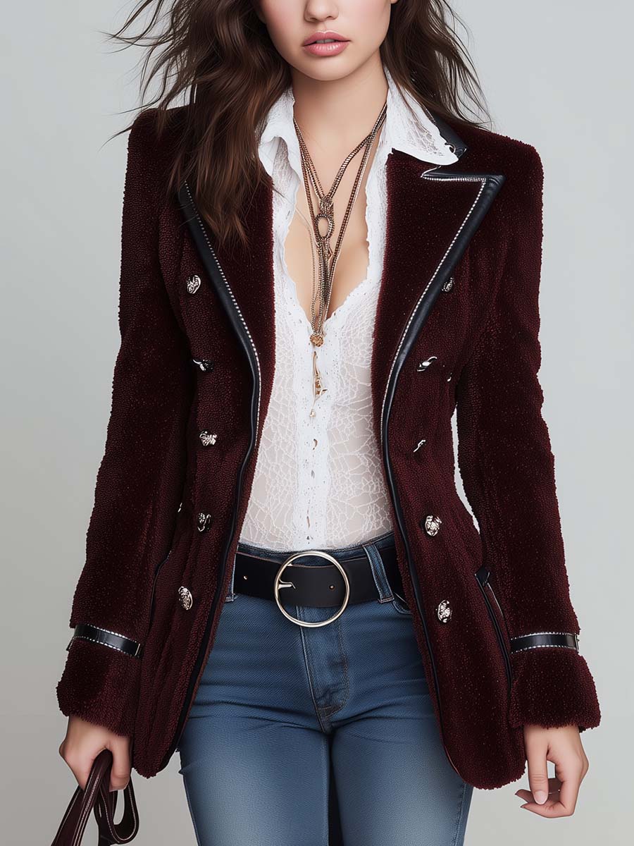 Henrietta | Double Breasted Contrast Trim Blazer