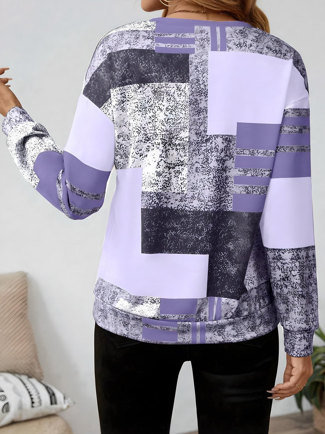 Sudadera Oona con estampado patchwork color block y cremallera de un cuarto