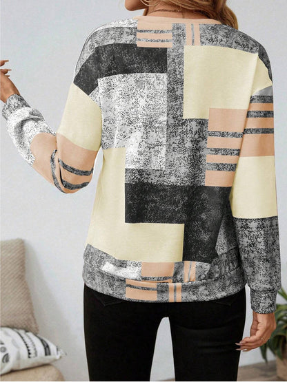 Sudadera Oona con estampado patchwork color block y cremallera de un cuarto