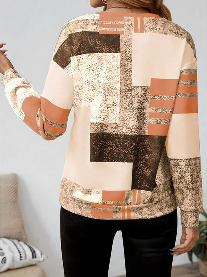 Sudadera Oona con estampado patchwork color block y cremallera de un cuarto