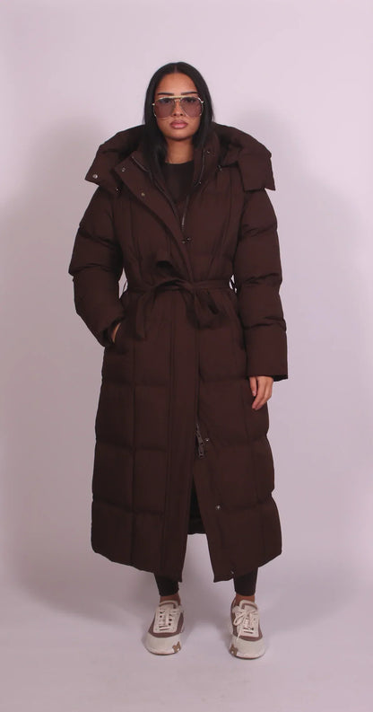 Carmen | Long Belted Puffer Coat