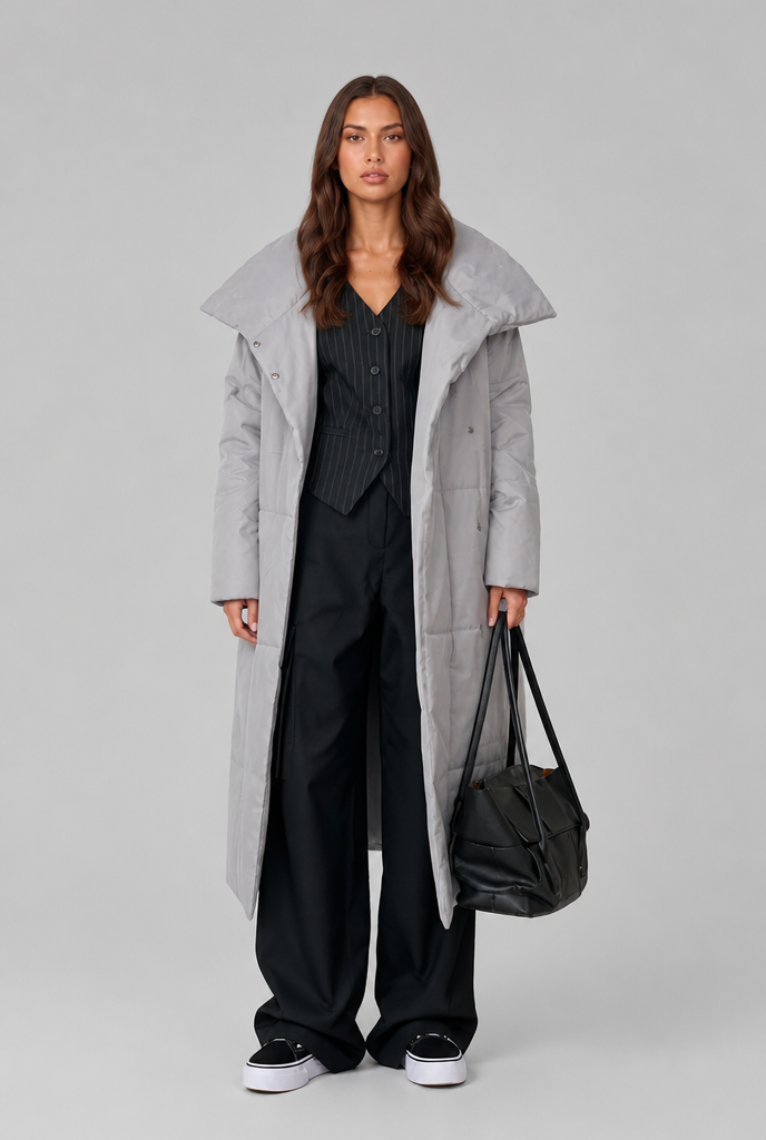 Imogen | Oversized Collar Long Puffer Coat