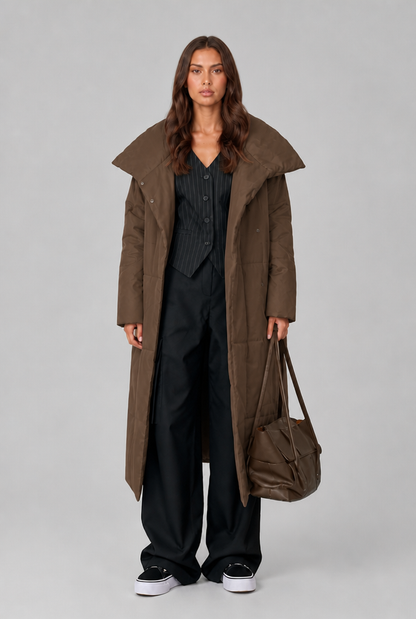 Imogen | Oversized Collar Long Puffer Coat