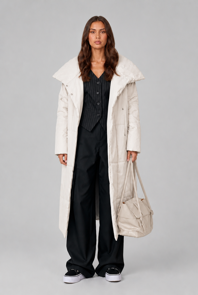 Imogen | Oversized Collar Long Puffer Coat