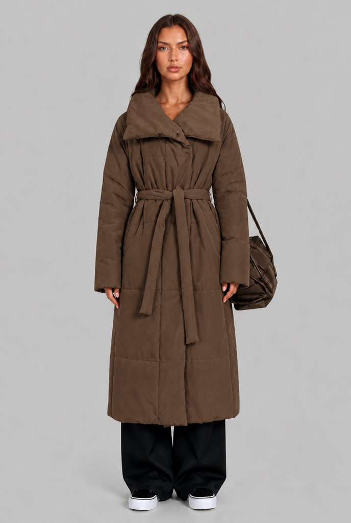 Imogen | Oversized Collar Long Puffer Coat