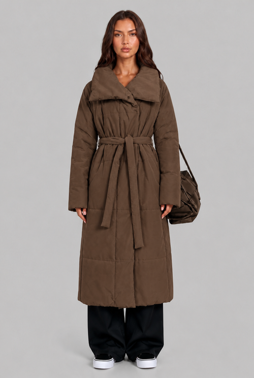 Imogen | Oversized Collar Long Puffer Coat