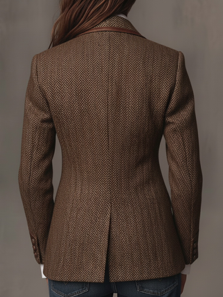 Ines | Herringbone Printed Panel Blazer