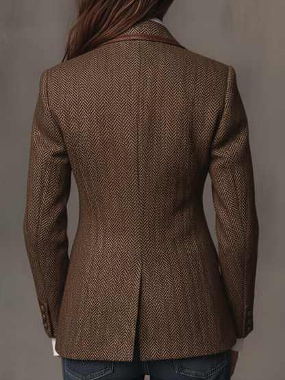 Ines | Herringbone Printed Panel Blazer
