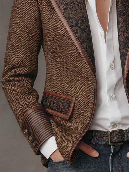 Ines | Herringbone Printed Panel Blazer