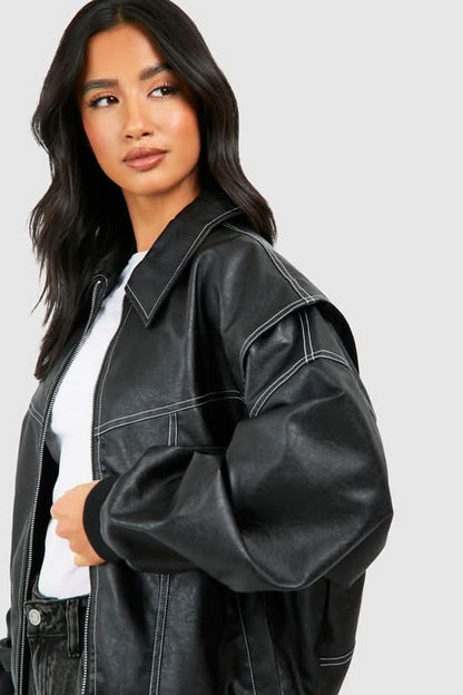 Isabel Oversized Leather Jacket