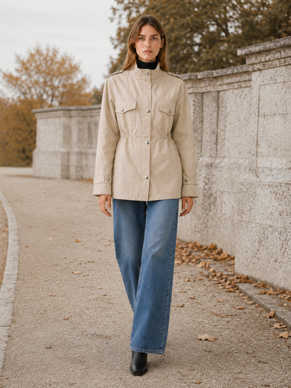 Ísabella | High Neck Tailored Utility Jacket