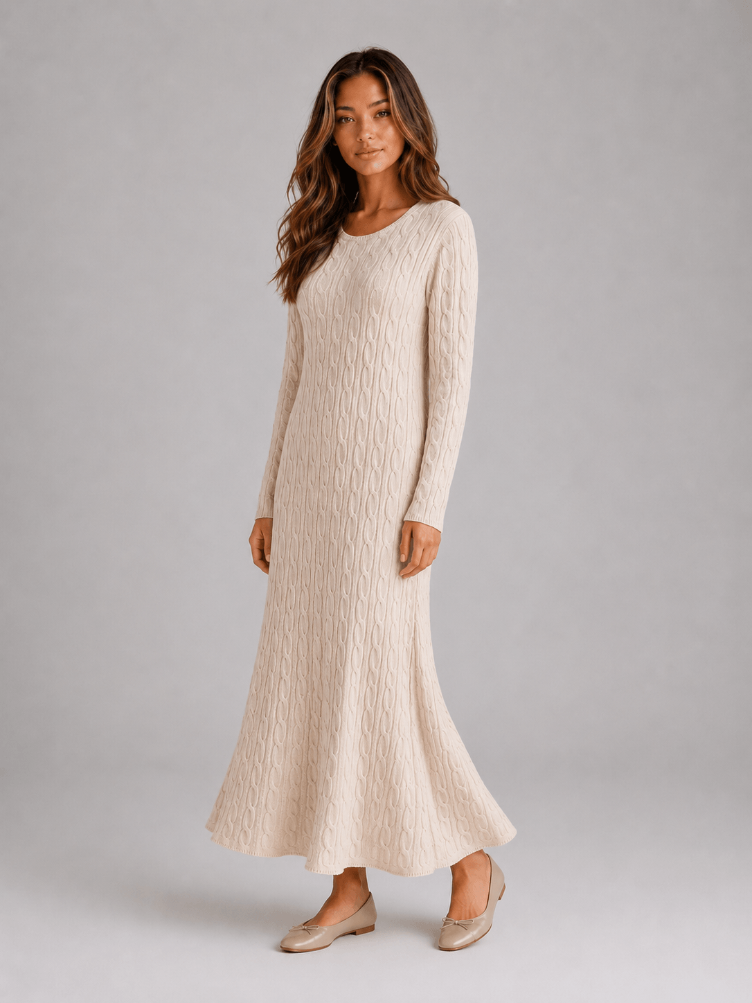 Isabelle | Cable Knit Long Sleeve Maxi Dress