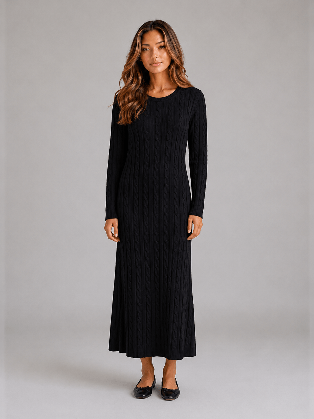 Isabelle | Cable Knit Long Sleeve Maxi Dress