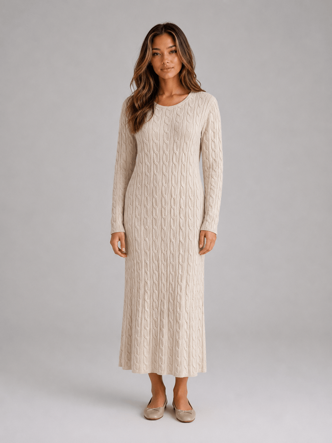 Isabelle | Cable Knit Long Sleeve Maxi Dress