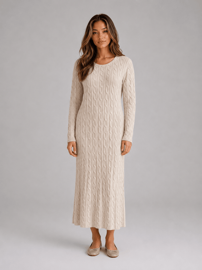 Isabelle | Cable Knit Long Sleeve Maxi Dress