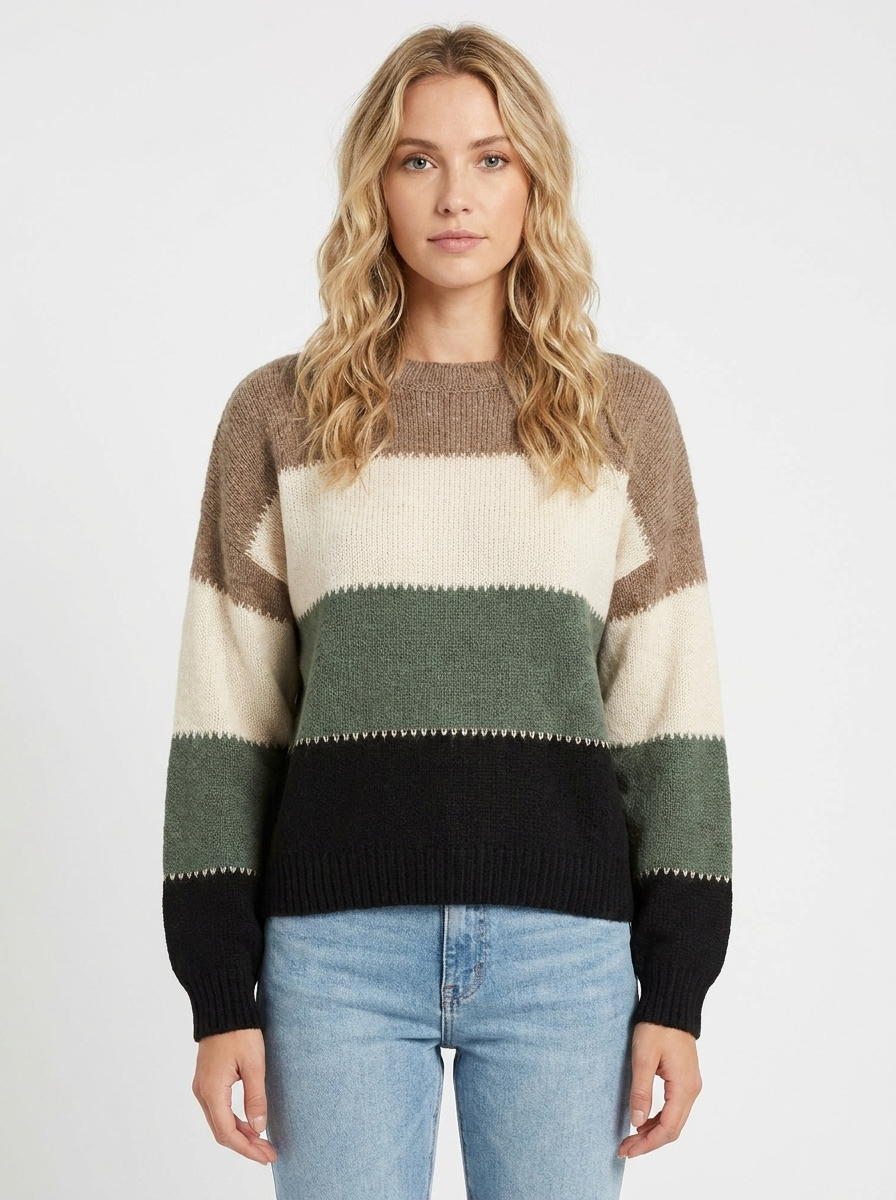 Ivy | Colour-Block Crew Neck Pullover