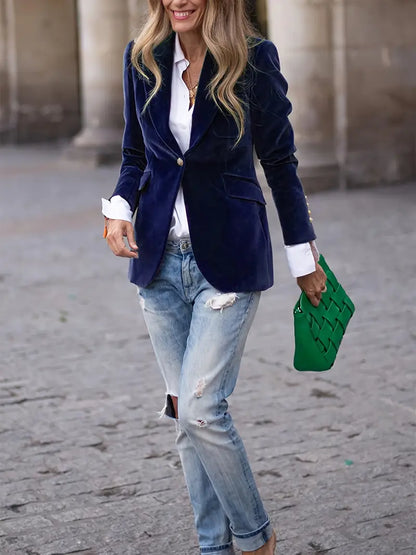 Julissa | Long Sleeve Velvet Evening Blazer