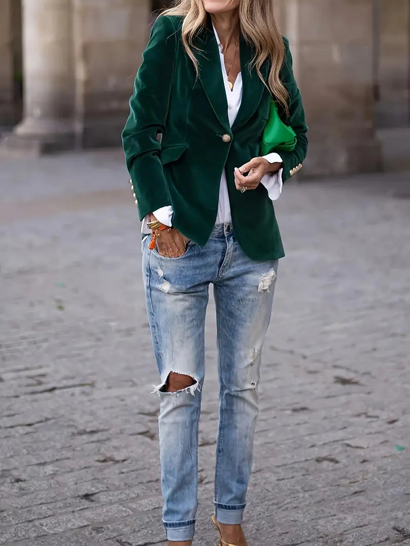 Julissa | Long Sleeve Velvet Evening Blazer