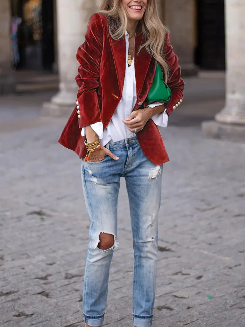 Julissa | Long Sleeve Velvet Evening Blazer