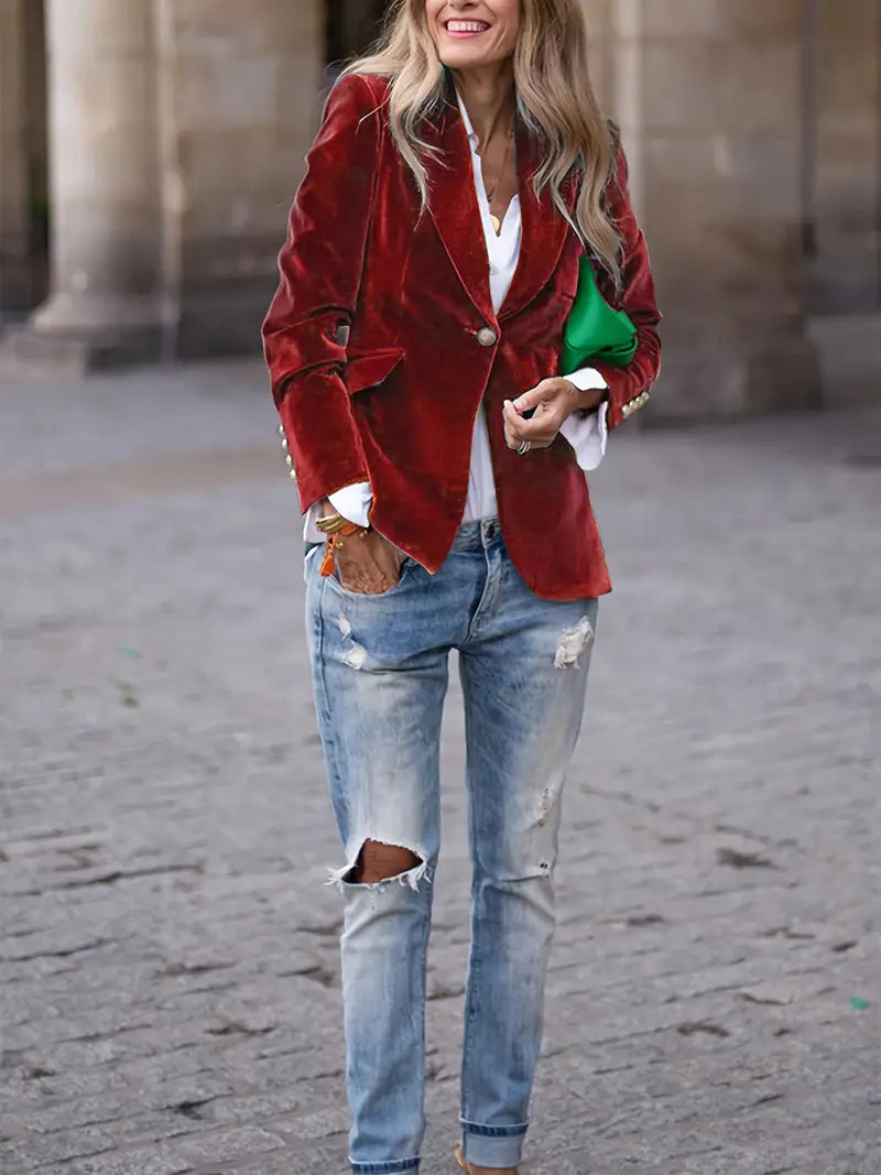 Julissa | Long Sleeve Velvet Evening Blazer