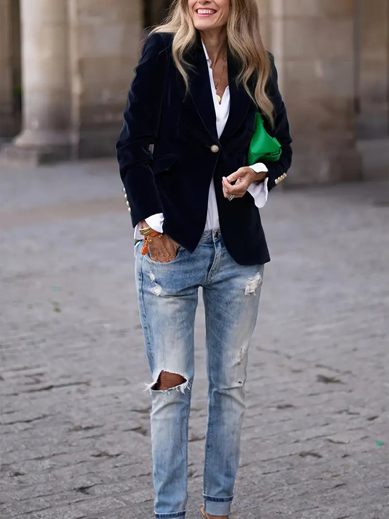 Julissa | Long Sleeve Velvet Evening Blazer