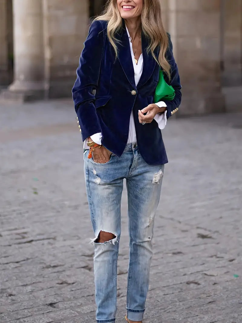 Julissa | Long Sleeve Velvet Evening Blazer