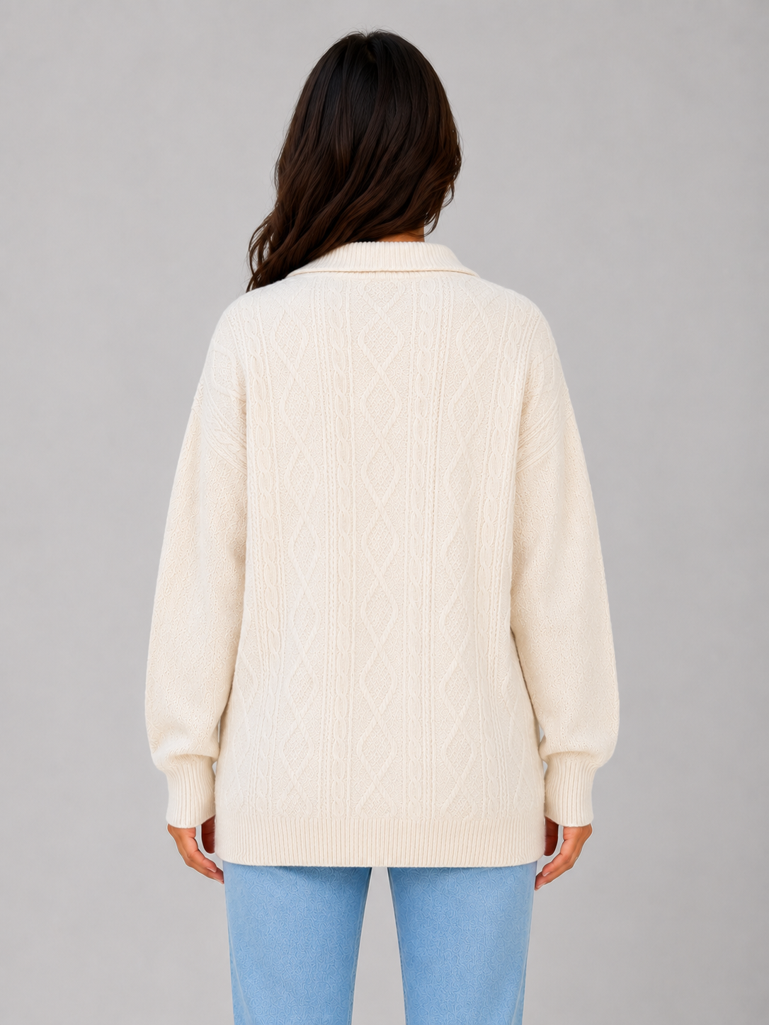 Karen | Jersey de punto trenzado con media cremallera