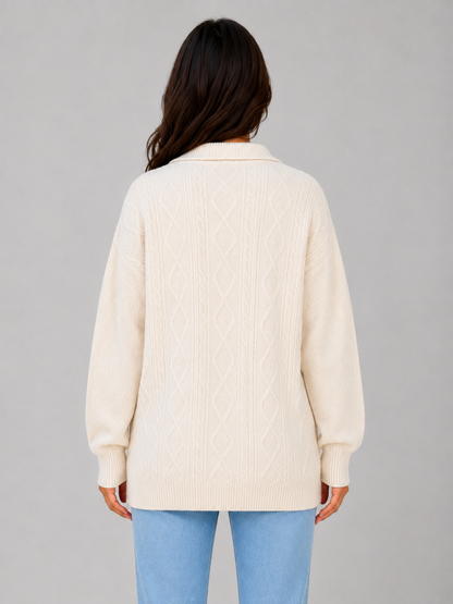 Karen | Jersey de punto trenzado con media cremallera
