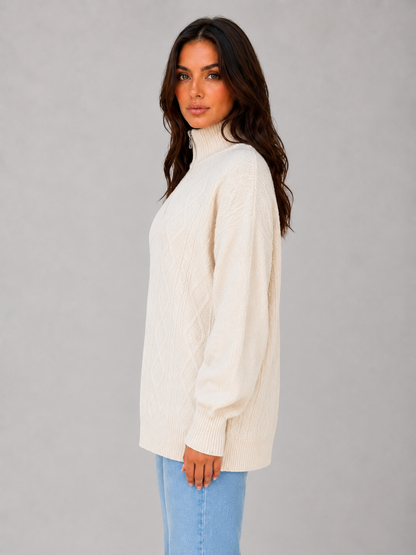 Karen | Jersey de punto trenzado con media cremallera