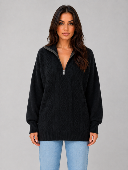 Karen | Jersey de punto trenzado con media cremallera