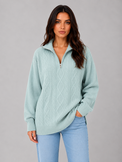 Karen | Jersey de punto trenzado con media cremallera
