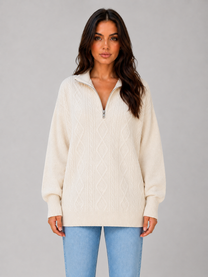 Karen | Jersey de punto trenzado con media cremallera