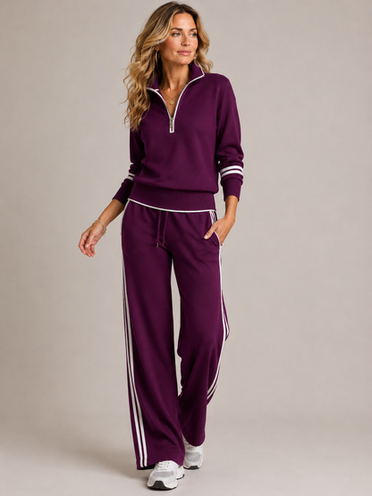 Marisa | Quarter Zip Jumper Wide Leg Trouser Set