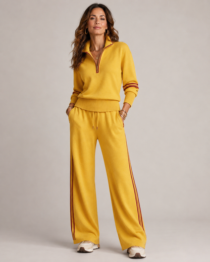 Marisa | Quarter Zip Jumper Wide Leg Trouser Set