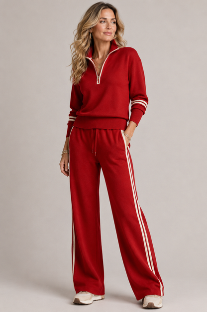 Marisa | Quarter Zip Jumper Wide Leg Trouser Set