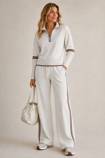 Marisa | Quarter Zip Jumper Wide Leg Trouser Set