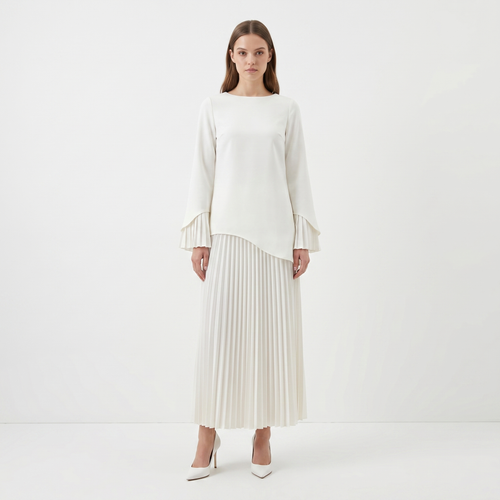 Lara | Pleated Long Sleeve Maxi Dress